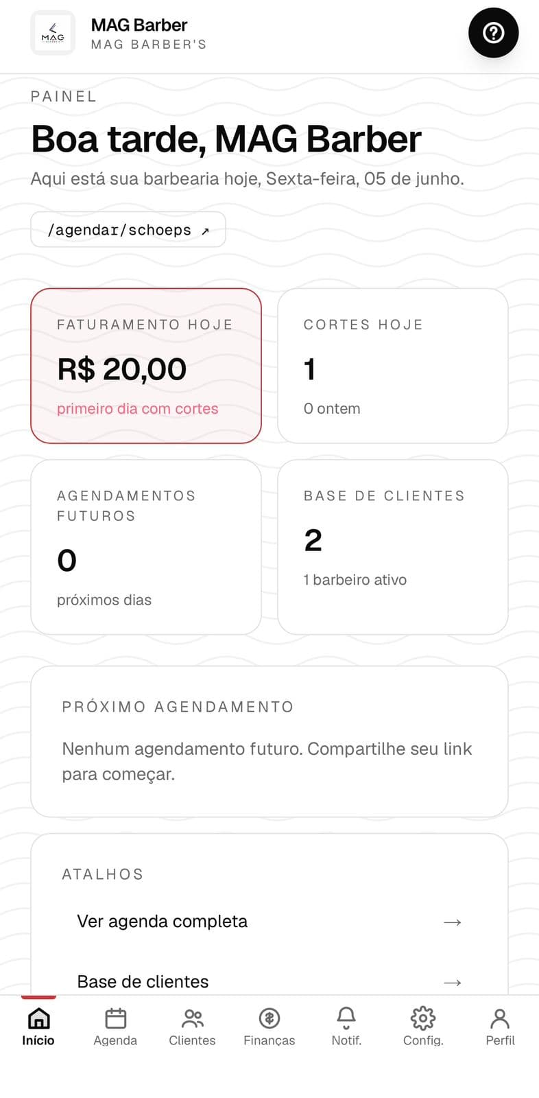 Painel da barbearia